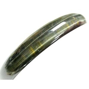 Handmade Burmese Tiger's Eye Bangle: Green Black Gemstone Bracelet